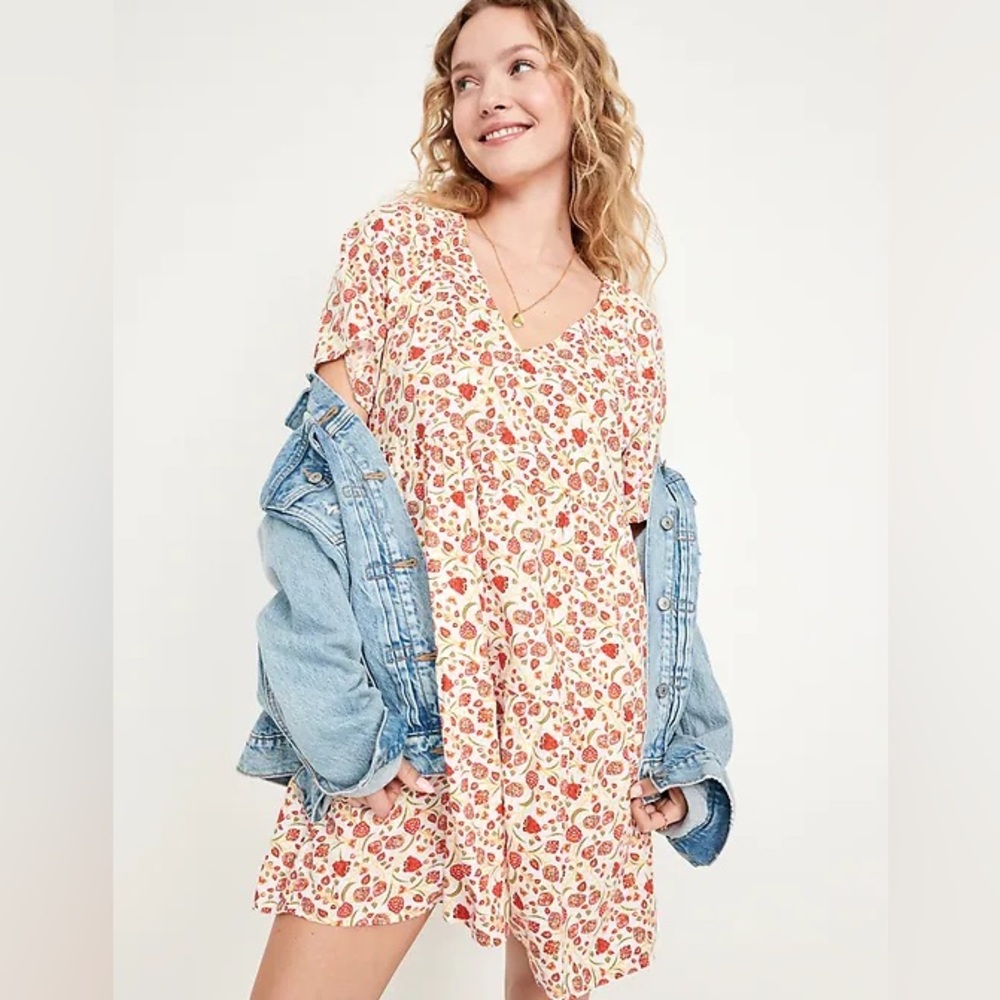 Old Navy Vneck Mini Swing Dress with Floral Print